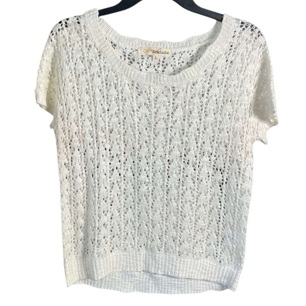 Rewind White Knit Women's Top Size Large